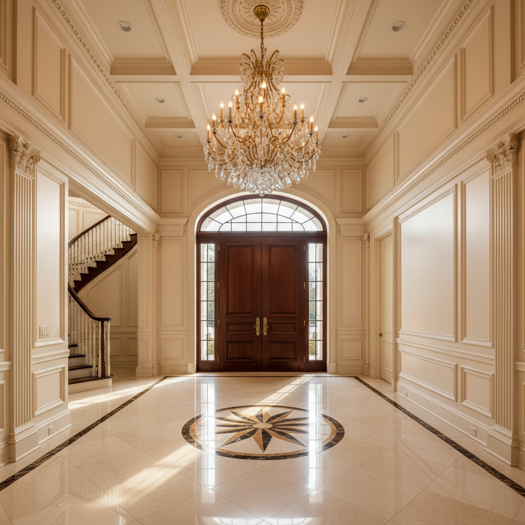Grand foyer with custom millwork staircase